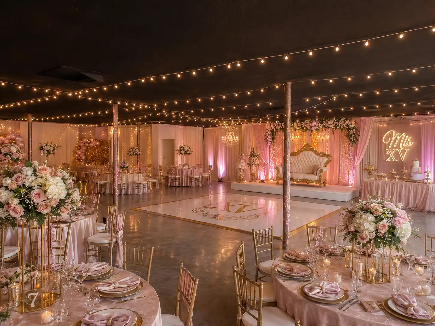 Quinceañera venue setup example in Tucson